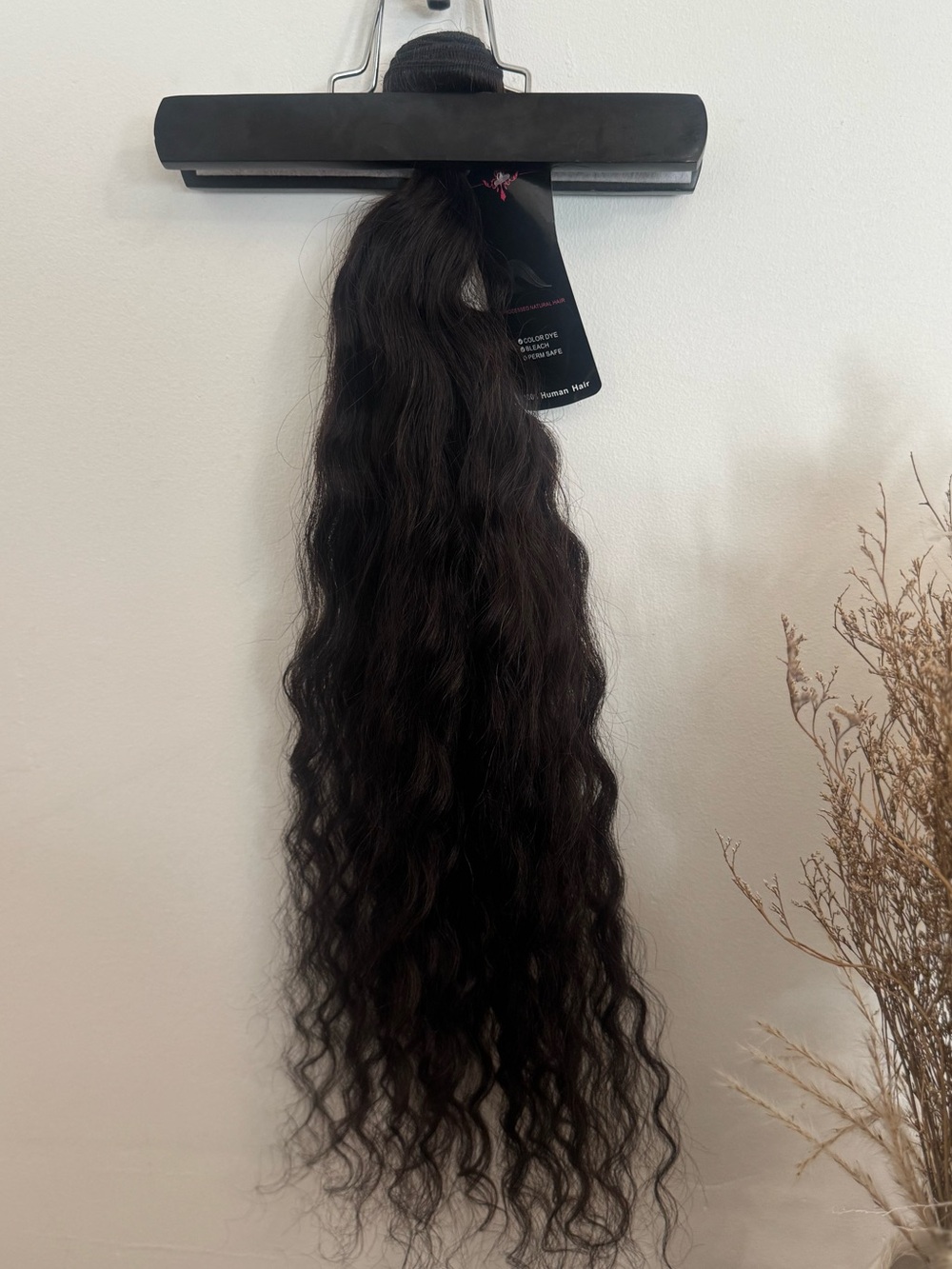 100% Human Hair Weft Extensions 24” 100g Black Natural Wavy